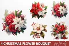 Christmas Flower Bouquet Clipart PNG Product Image 1