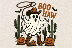 Boo Haw Halloween Png, Halloween Cowboy Ghost Western Png. Product Image 1