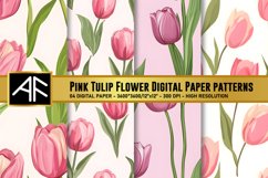 Pink Tulip Flower Digital Paper Patterns Product Image 1