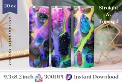 Gemstones Tumbler Wrap Design, Colorful Minerals Tumbler PNG Product Image 1