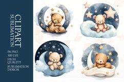 Watercolor cute bear clipart sublimation png Product Image 1