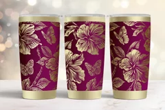 20oz Tumbler laser svg Hibiscus wrap|Tropic Flowers pattern Product Image 2