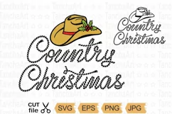 Country Christmas Cowboy Hat SVG, PNG Printable Cutting file Product Image 1