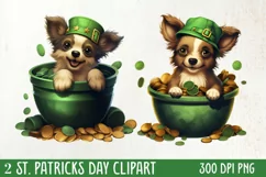 St Patricks Day Dog with Gold Coin Clipart, St Patricks Day Product Image 2