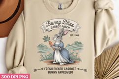 Bunny Bliss Carrot Patch PNG, Vintage Easter Rabbit Bunny P Product Image 2