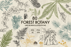 Forest Botany line art collection Svg Png Eps Product Image 1