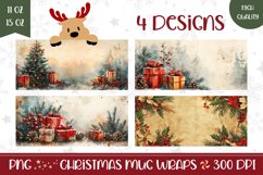 Watercolor Christmas Mug Wrap Design, Presents Mug Product Image 1