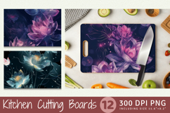 Mystical Lotus Flowers Cutting Boards sublimation Design Product Image 1