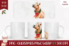 Watercolor Christmas Horse Mug, Christmas Animals Mug Design Product Image 1