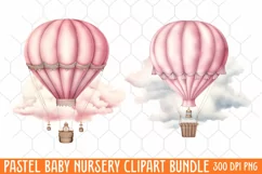 Pastel Baby Nursery Clipart Big, Baby Boy Elephant Clipart Product Image 1