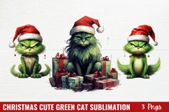 Christmas Cute Green Cat Sublimation clipart Product Image 1