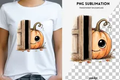 Peeking pumpkin halloween png design for T-shirts Product Image 1