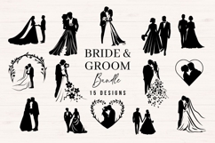 Bride and Groom SVG Bundle | 15 Wedding Couple Silhouettes Product Image 1