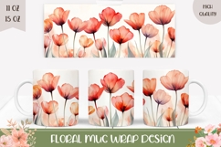 Watercolor Flowers Mug Wrap, Tulip Mug Sublimation Product Image 1