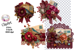 Tags, Flowers, Label, Ephemera, PNG, Junk Journal, clipart Product Image 1