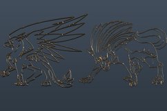Silhouettes of mythological animals l 6 designs animals,PNG Product Image 2