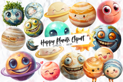 Happy Planets Clipart - 23 Png Bundle Product Image 1