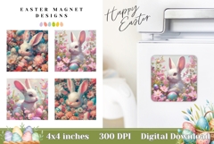 Floral Easter Bunny Magnet, Flowers Magnet Designs Product Image 1
