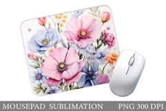Flowers Mouse Pad Sublimation. Flowers Mouse Pad Design Product Image 1