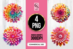 Colorful Flower Clipart Sublimation PNG Product Image 1