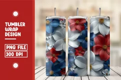 Patriotic flower 4th of July Tumbler Wrap Design Product Image 1