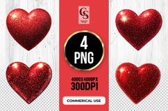 Red Glitter Heart Clipart Sublimation PNG Product Image 1