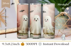 Cute Halloween Tumbler Design, Funny Ghost Tumbler Wrap Product Image 1