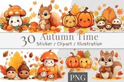 30 cute autumn Sticker, Clipart autumn Decor, PNG Product Image 1