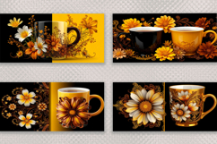 Coffee Mugs I 8 Sublimation Mugs - Black - Yellow, JPG Product Image 2