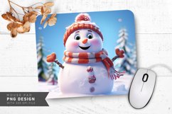 Snowman with Red Scarf Making Snow Angel Mouse Pad PNG Product Image 1