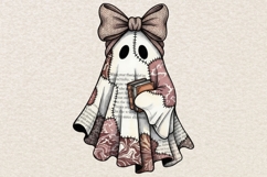 Bookworm Ghost Png, Dark Academia Halloween Png, Fall Png. Product Image 1