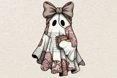 Bookworm Ghost Png, Dark Academia Halloween Png, Fall Png. Product Image 1