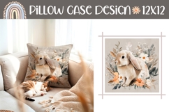 Easter Bunny Pillow Case, Floral Pillow Sublimation Product Image 1