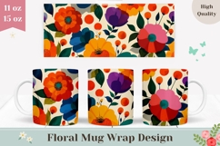 Floral Mug Template, Colorful Flowers Mug, Floral Print Product Image 1
