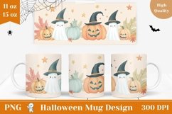 Halloween Pumpkins Mug Wrap, Kawaii Ghost Mug Sublimation Product Image 1