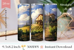 Summer Tumbler Wrap Design, Vineyard Tumbler Design Product Image 1