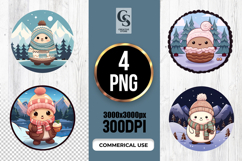 Cute Winter Animal Illustration Clipart Sublimation PNG Product Image 1
