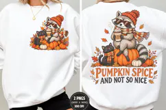 Pumpkin Spice Front Back Fall PNG, Raccoon Cat Chest Back Sh Product Image 2