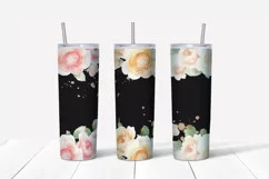 Watercolor roses gold Skinny tumbler wrap design Product Image 2