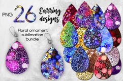 Floral ornament | 26 Teardrop Earring sublimation designs Product Image 1