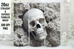 3D Skull Flowers Sublimation Tumbler Wrap | 3D Tumbler wrap Product Image 1