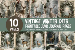 Vintage Winter Deer Junk Journal Pages Product Image 1