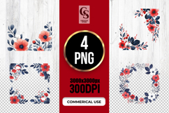 Patriotic Floral Frame Clipart Sublimation PNG Product Image 1