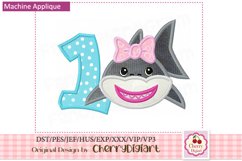 Shark girl beach Numbers machine applique embroidery 1941 Product Image 2