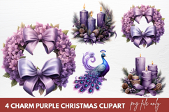 Charm Purple Christmas Clipart Sublimation Product Image 1