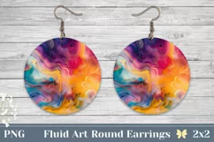 Fluid Art Round Earrings PNG, Colorful Round Earring Design Product Image 1