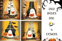 Cartoon Halloween Ghost Backgrounds, Kids Halloween PNG Product Image 1