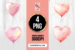 Pink Heart Balloon Clipart Sublimation PNG Product Image 1