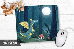 Vibrant Dragon in a Moonlit Forest Mouse Pad PNG Design Product Image 1