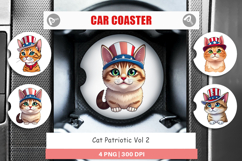 Car Coaster Cat Patriotic Product Image 1
